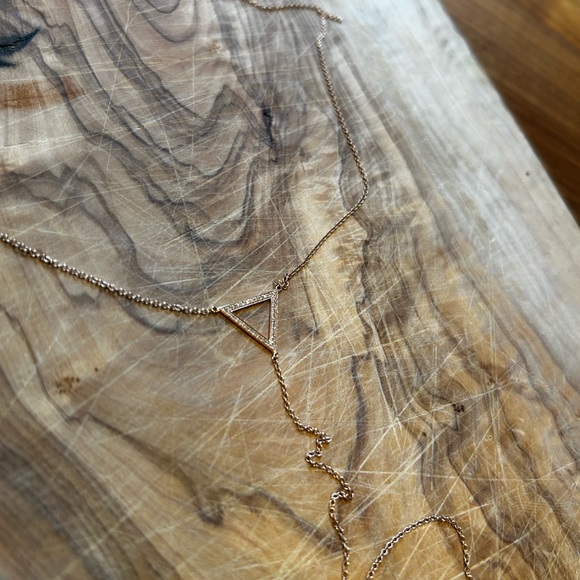 14k Rose Gold Pave Diamond Lariat Necklace - Picture 3 of 12